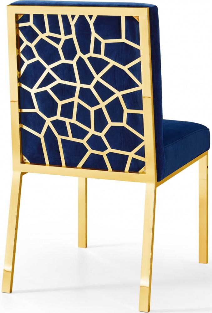Meridian Furniture - Opal Navy Velvet Dining Chair (Set of 2) - 737Navy-C veiw 3