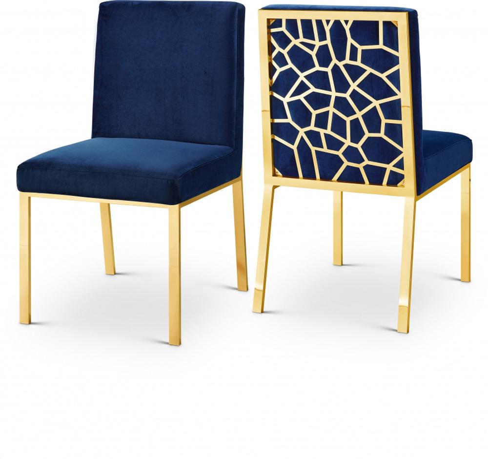 Meridian Furniture - Opal Navy Velvet Dining Chair (Set of 2) - 737Navy-C veiw 4