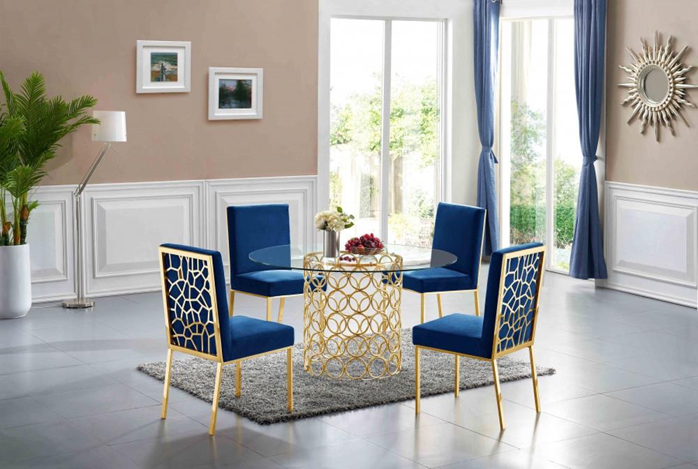 Meridian Furniture - Opal Navy Velvet Dining Chair (Set of 2) - 737Navy-C veiw 5