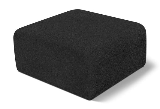 Meridian Furniture - Arc Black Boucle Fabric Ottoman - 102Black-Ott veiw 1