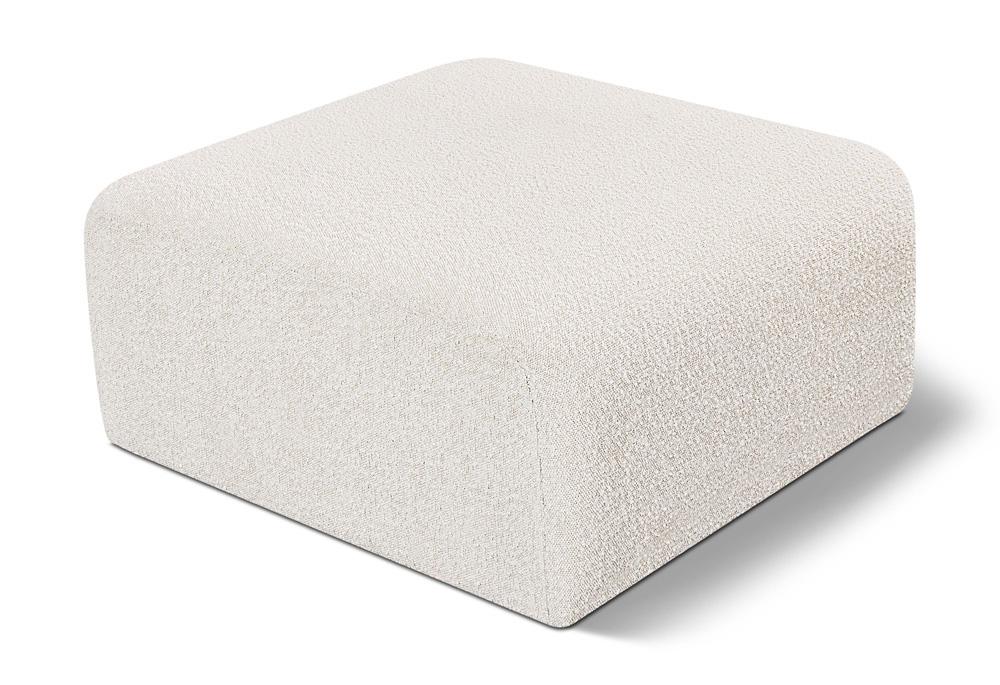 Meridian Furniture - Arc Cream Boucle Fabric Ottoman - 102Cream-Ott veiw 1