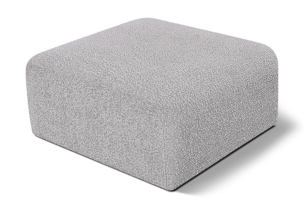 Meridian Furniture - Arc Grey Boucle Fabric Ottoman - 102Grey-Ott veiw 1