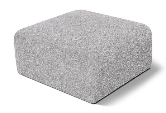 Meridian Furniture - Arc Grey Boucle Fabric Ottoman - 102Grey-Ott veiw 1