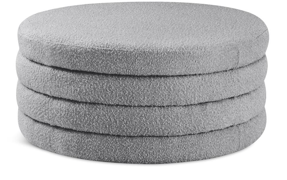 Meridian Furniture - Aphia Grey Boucle Fabric Ottoman/Coffee Table - 154Grey veiw 1