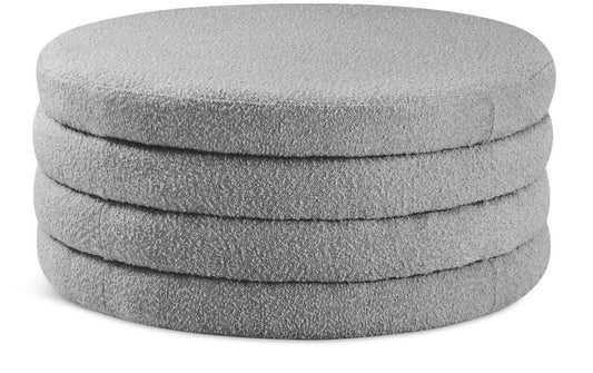 Meridian Furniture - Aphia Grey Boucle Fabric Ottoman/Coffee Table - 154Grey veiw 1