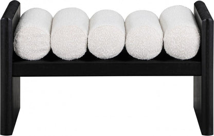 Meridian Furniture - Waverly Cream Boucle Fabric Bench - 176Cream veiw 2