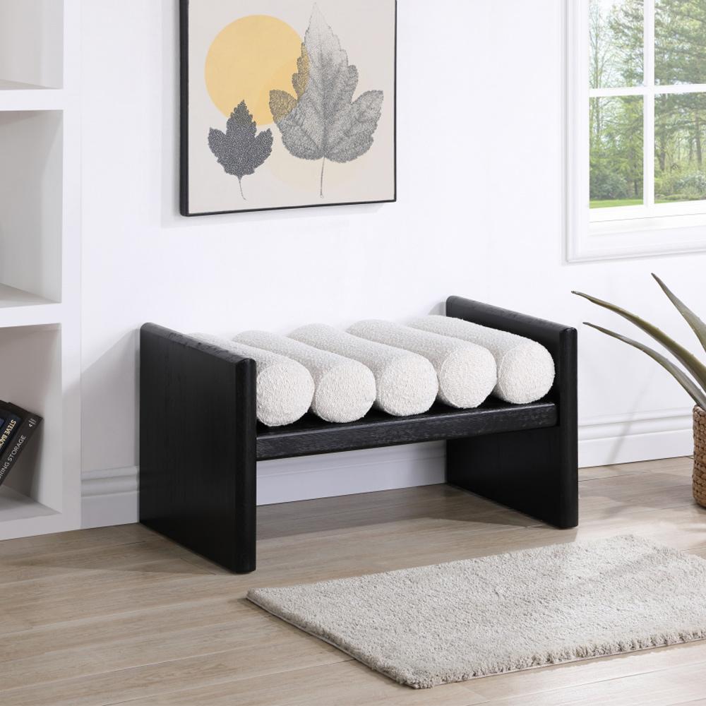 Meridian Furniture - Waverly Cream Boucle Fabric Bench - 176Cream veiw 5