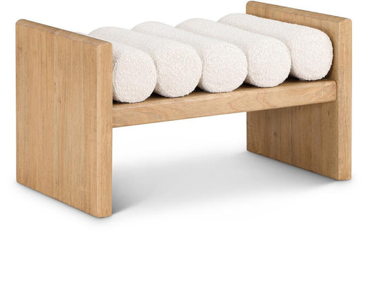 Meridian Furniture - Waverly Cream Boucle Fabric Bench - 177Cream veiw 1