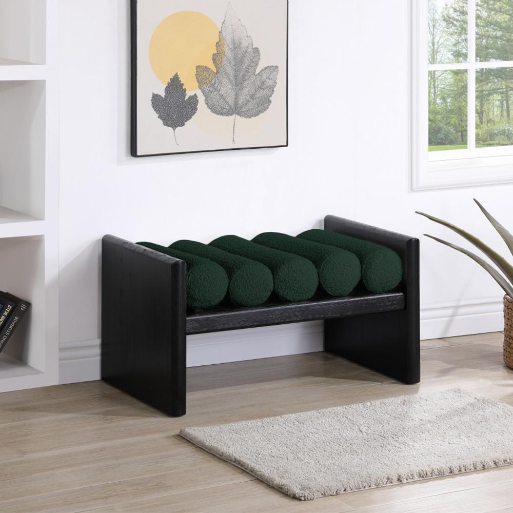 Meridian Furniture - Waverly Green Boucle Fabric Bench - 176Green veiw 3