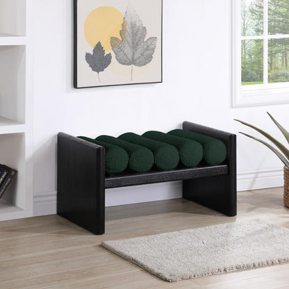 Meridian Furniture - Waverly Green Boucle Fabric Bench - 176Green veiw 3