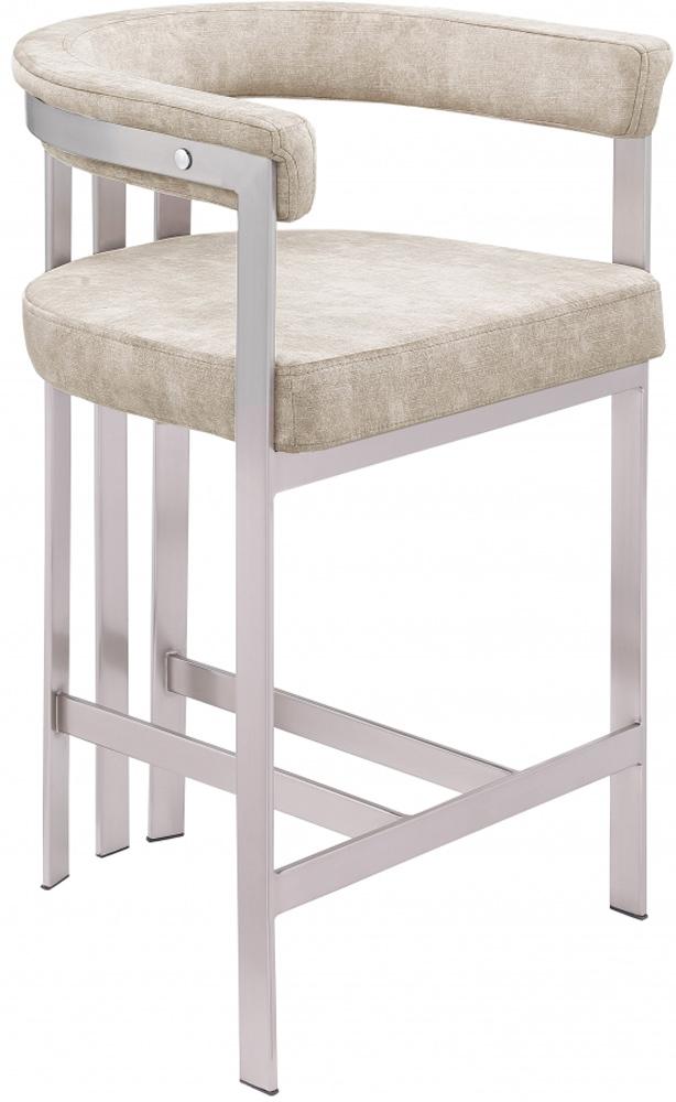Meridian Furniture - Marcello Beige Velvet Counter Stool (Set of 2) - 939Beige-C veiw 1