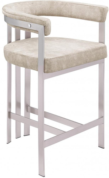 Meridian Furniture - Marcello Beige Velvet Counter Stool (Set of 2) - 939Beige-C veiw 1