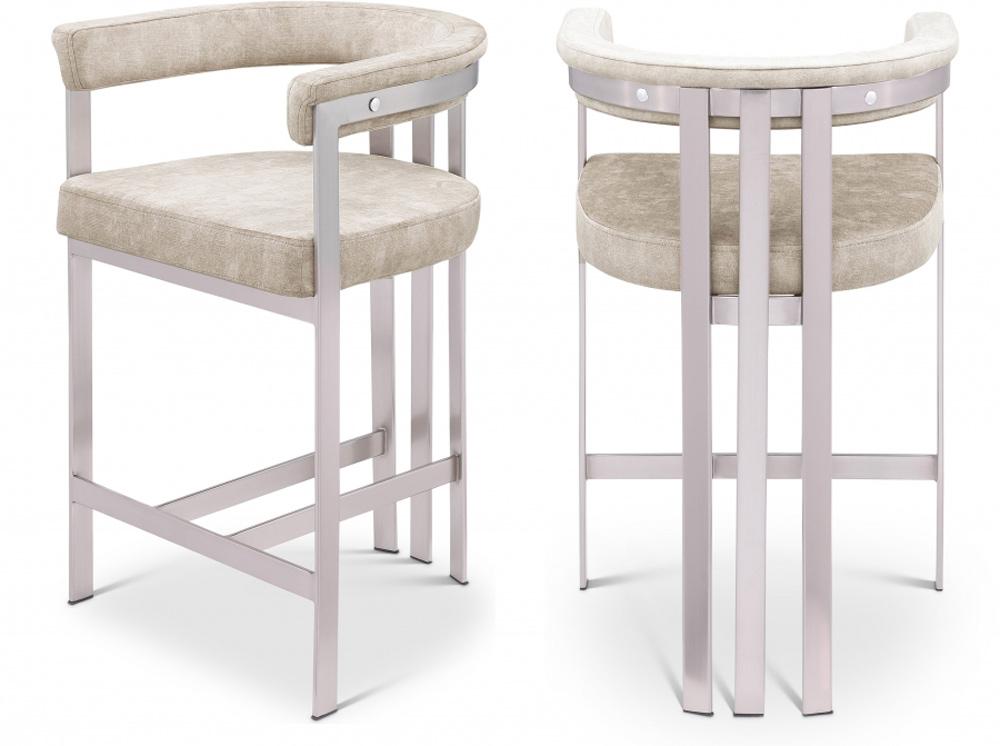 Meridian Furniture - Marcello Beige Velvet Counter Stool (Set of 2) - 939Beige-C veiw 5