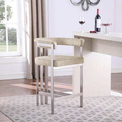 Meridian Furniture - Marcello Beige Velvet Counter Stool (Set of 2) - 939Beige-C veiw 6