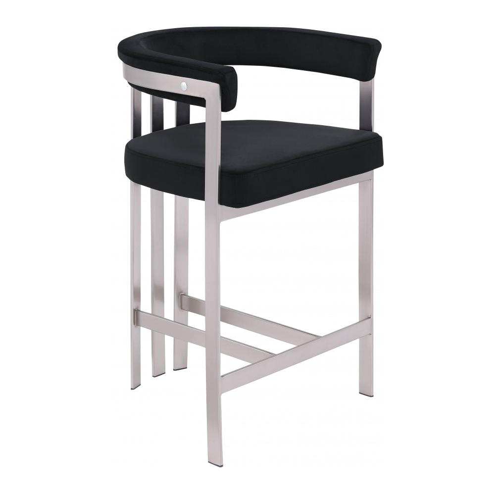 Meridian Furniture - Marcello Black Velvet Counter Stool (Set of 2) - 939Black-C veiw 1