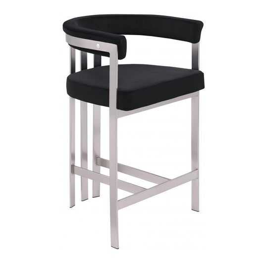 Meridian Furniture - Marcello Black Velvet Counter Stool (Set of 2) - 939Black-C veiw 1