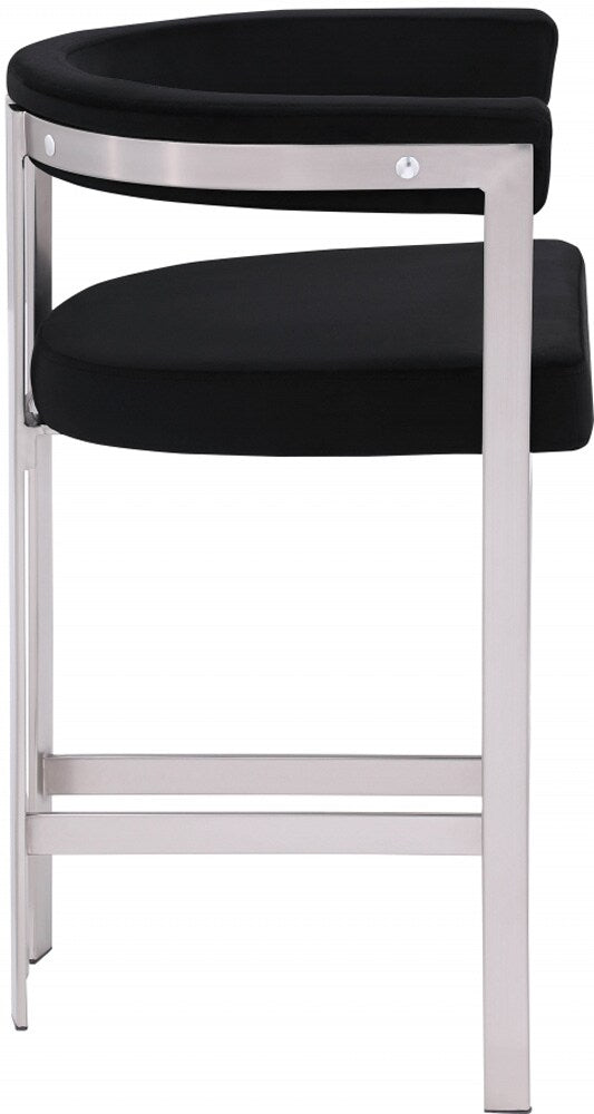 Meridian Furniture - Marcello Black Velvet Counter Stool (Set of 2) - 939Black-C veiw 2