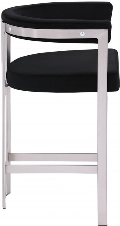 Meridian Furniture - Marcello Black Velvet Counter Stool (Set of 2) - 939Black-C veiw 2