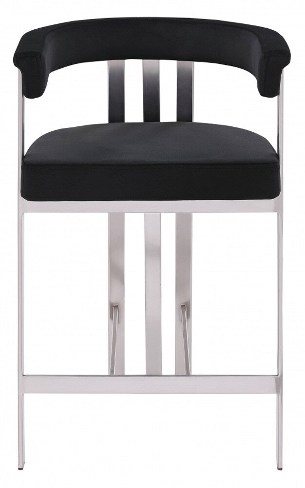 Meridian Furniture - Marcello Black Velvet Counter Stool (Set of 2) - 939Black-C veiw 3