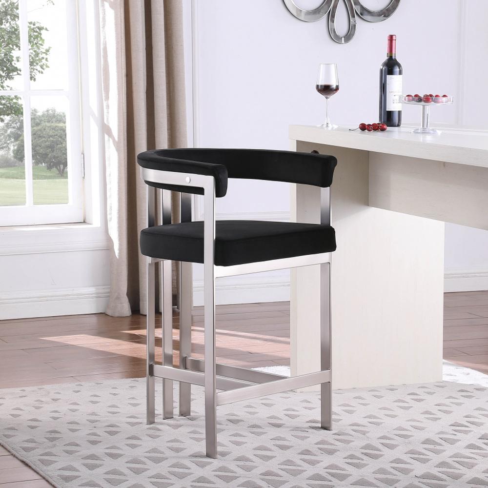 Meridian Furniture - Marcello Black Velvet Counter Stool (Set of 2) - 939Black-C veiw 6