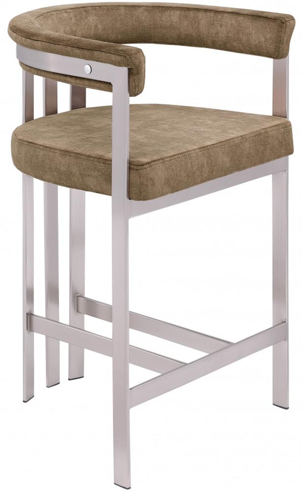 Meridian Furniture - Marcello Brown Velvet Counter Stool (Set of 2) - 939Brown-C veiw 1