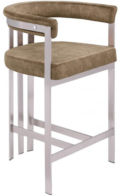Meridian Furniture - Marcello Brown Velvet Counter Stool (Set of 2) - 939Brown-C veiw 1