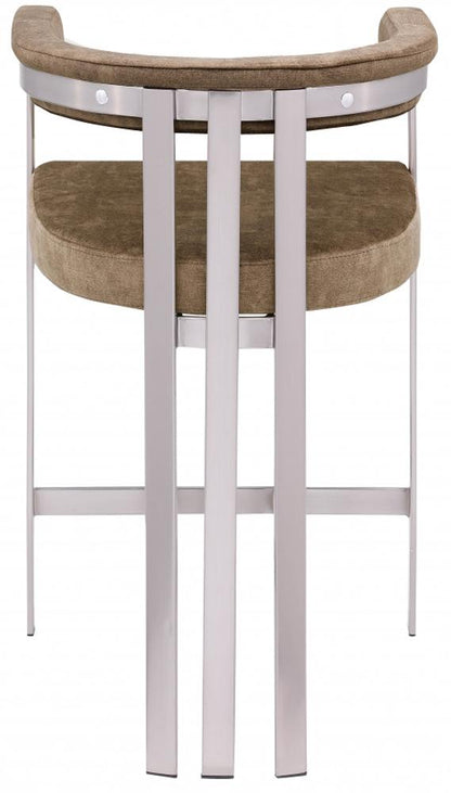 Meridian Furniture - Marcello Brown Velvet Counter Stool (Set of 2) - 939Brown-C veiw 2