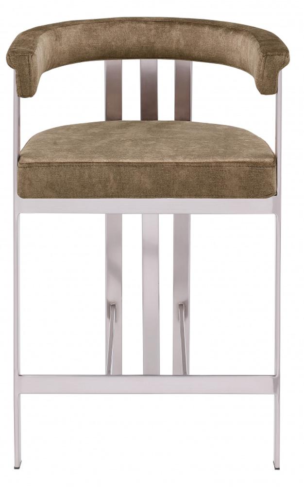 Meridian Furniture - Marcello Brown Velvet Counter Stool (Set of 2) - 939Brown-C veiw 3