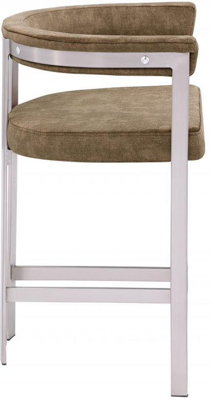 Meridian Furniture - Marcello Brown Velvet Counter Stool (Set of 2) - 939Brown-C veiw 4
