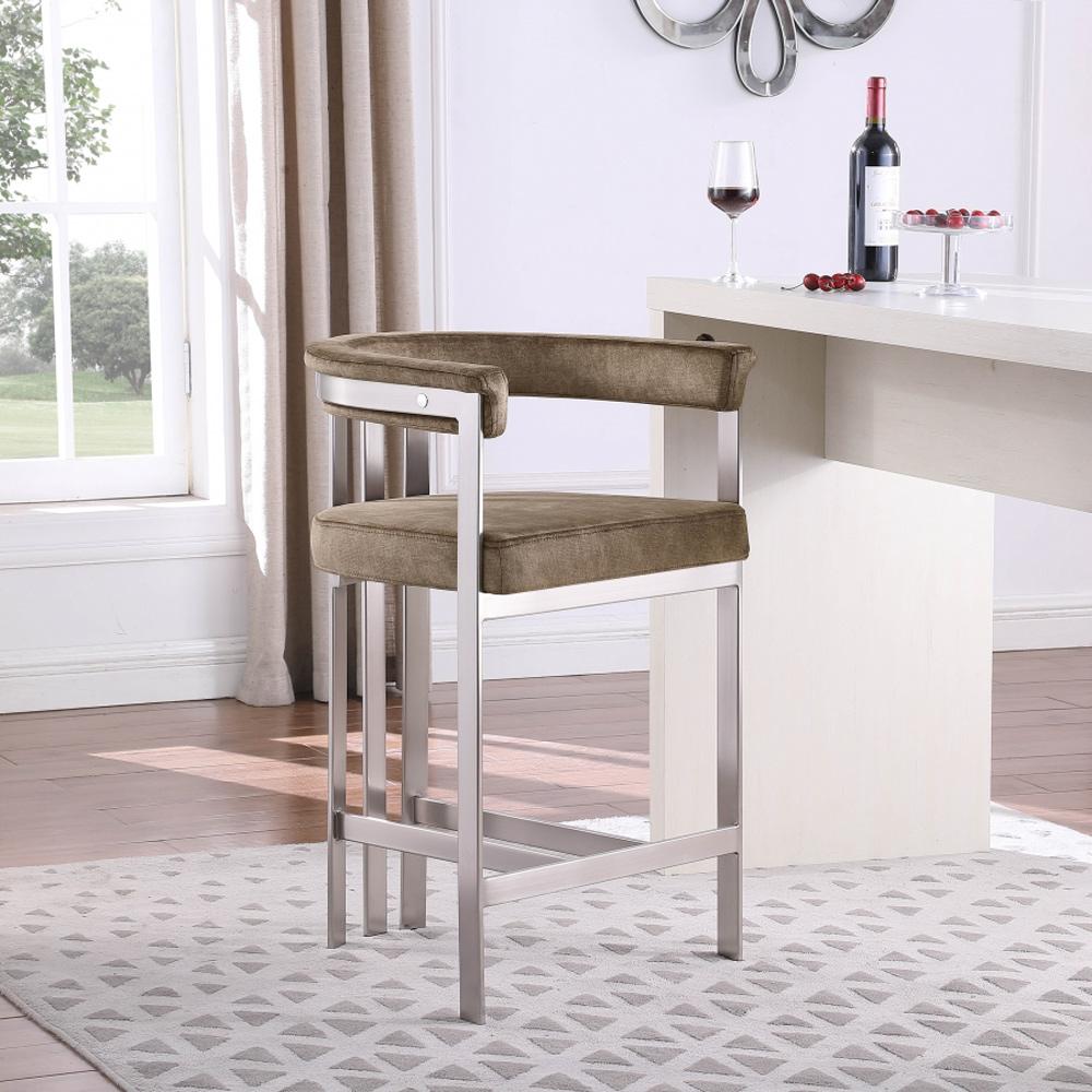 Meridian Furniture - Marcello Brown Velvet Counter Stool (Set of 2) - 939Brown-C veiw 6