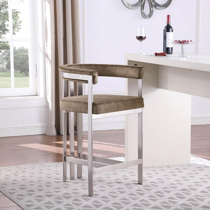 Meridian Furniture - Marcello Brown Velvet Counter Stool (Set of 2) - 939Brown-C veiw 6