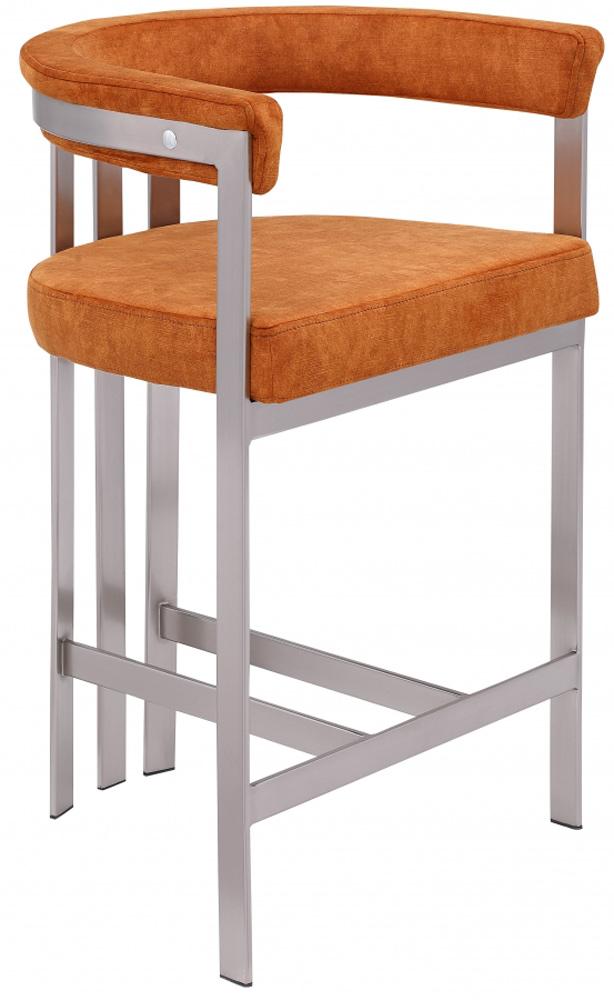 Meridian Furniture - Marcello Cognac Velvet Counter Stool (Set of 2) - 939Cognac-C veiw 1