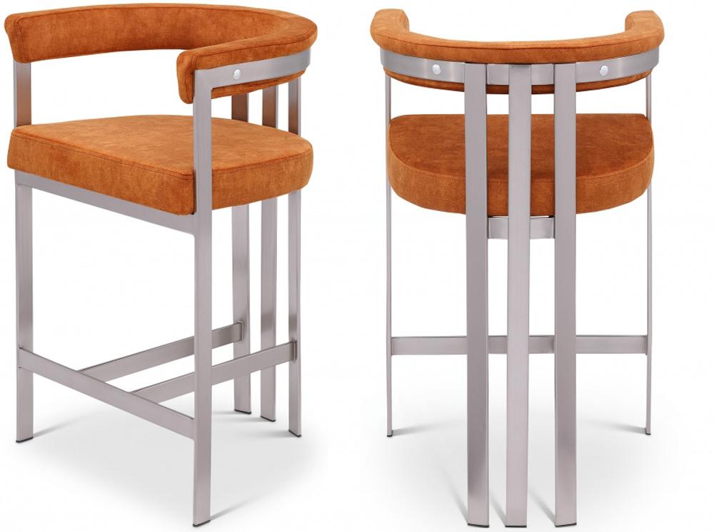Meridian Furniture - Marcello Cognac Velvet Counter Stool (Set of 2) - 939Cognac-C veiw 5