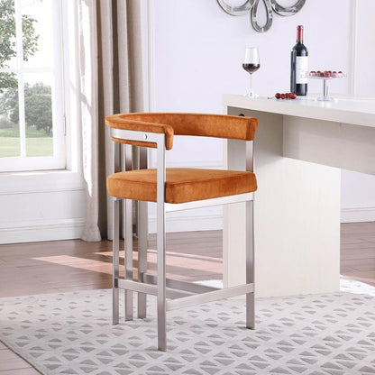 Meridian Furniture - Marcello Cognac Velvet Counter Stool (Set of 2) - 939Cognac-C veiw 6
