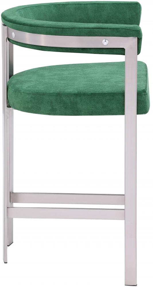 Meridian Furniture - Marcello Green Velvet Counter Stool (Set of 2) - 939Green-C veiw 2
