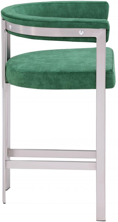 Meridian Furniture - Marcello Green Velvet Counter Stool (Set of 2) - 939Green-C veiw 2