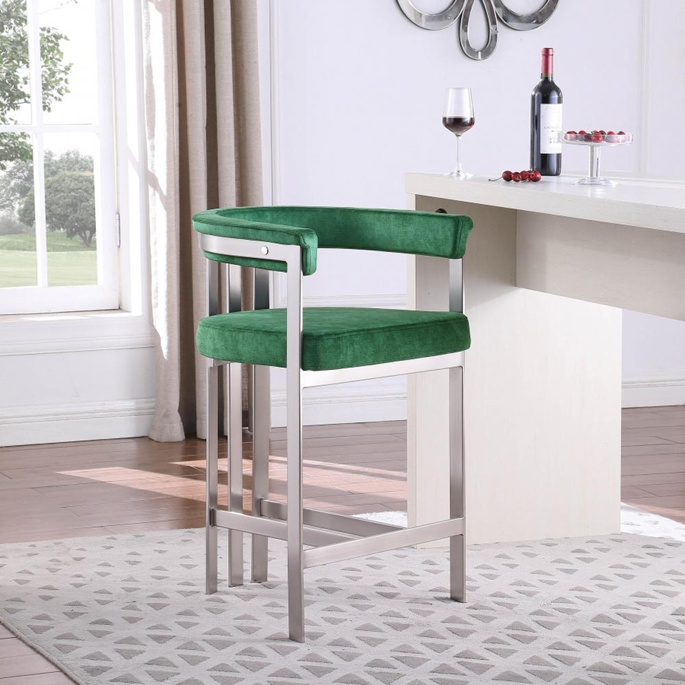 Meridian Furniture - Marcello Green Velvet Counter Stool (Set of 2) - 939Green-C veiw 6