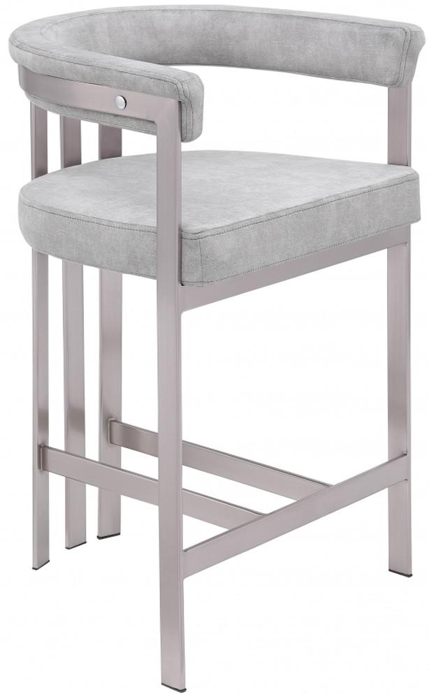 Meridian Furniture - Marcello Grey Velvet Counter Stool (Set of 2) - 939Grey-C veiw 1