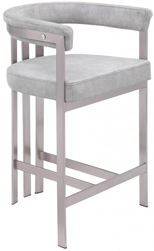 Meridian Furniture - Marcello Grey Velvet Counter Stool (Set of 2) - 939Grey-C veiw 1