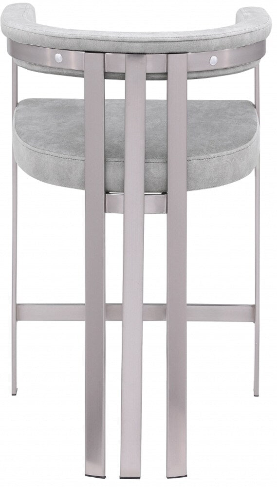 Meridian Furniture - Marcello Grey Velvet Counter Stool (Set of 2) - 939Grey-C veiw 3