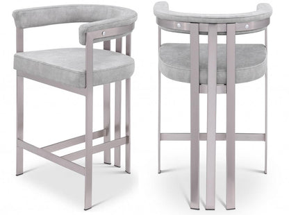 Meridian Furniture - Marcello Grey Velvet Counter Stool (Set of 2) - 939Grey-C veiw 4