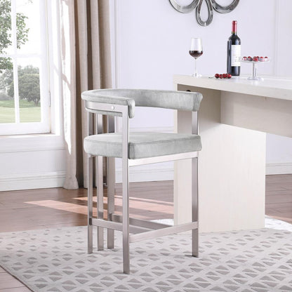 Meridian Furniture - Marcello Grey Velvet Counter Stool (Set of 2) - 939Grey-C veiw 6