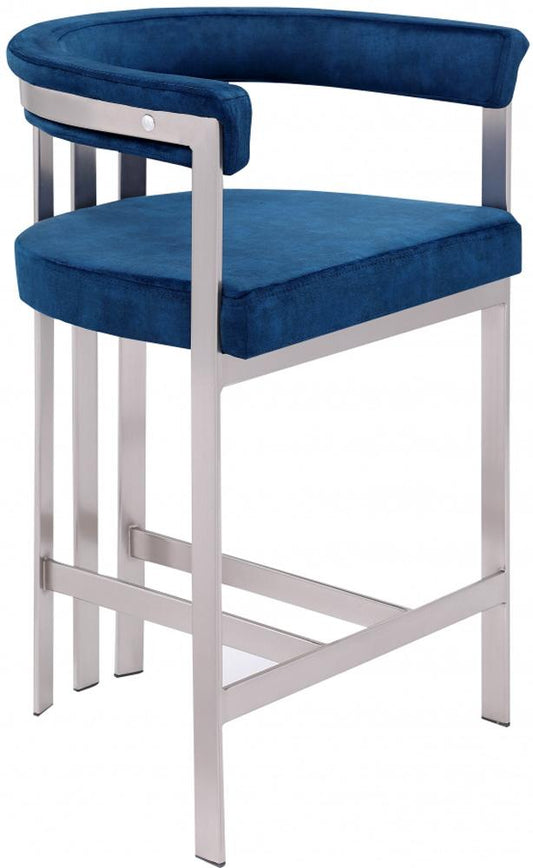 Meridian Furniture - Marcello Navy Velvet Counter Stool (Set of 2) - 939Navy-C veiw 1