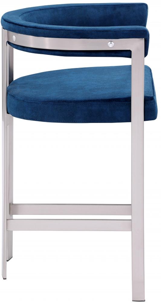 Meridian Furniture - Marcello Navy Velvet Counter Stool (Set of 2) - 939Navy-C veiw 2