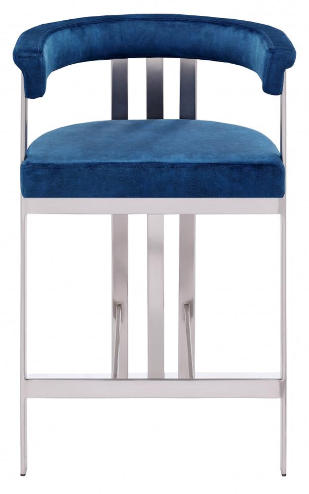 Meridian Furniture - Marcello Navy Velvet Counter Stool (Set of 2) - 939Navy-C veiw 3