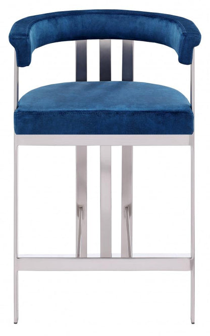 Meridian Furniture - Marcello Navy Velvet Counter Stool (Set of 2) - 939Navy-C veiw 3