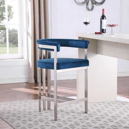 Meridian Furniture - Marcello Navy Velvet Counter Stool (Set of 2) - 939Navy-C veiw 5