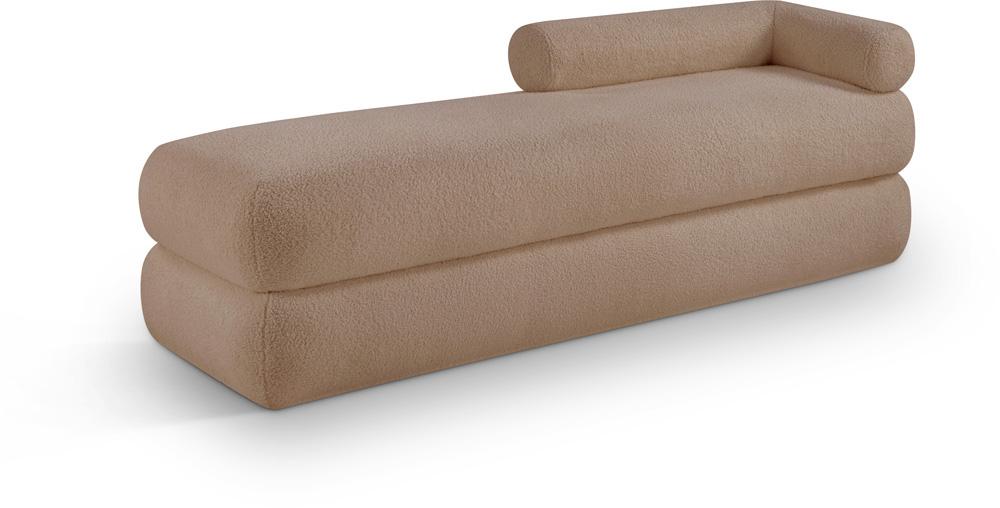 Meridian Furniture - Kennedy Beige Faux Shearling Teddy Fabric Bench - 190Beige veiw 1