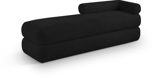 Meridian Furniture - Kennedy Black Faux Shearling Teddy Fabric Bench - 190Black veiw 1