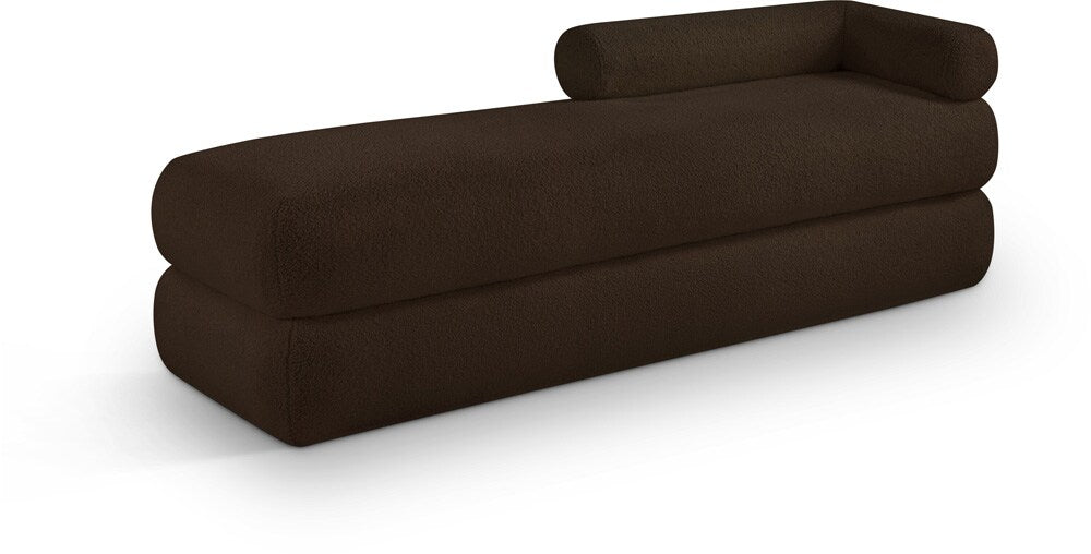 Meridian Furniture - Kennedy Brown Faux Shearling Teddy Fabric Bench - 190Brown veiw 1